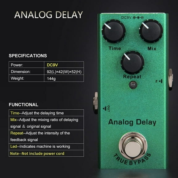 Multi-Effects Guitar Pedal with Overdrive Distortion Delay Chorus Tremolo