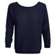 thumbnail image 3 of MHFRRA Camiseta Informal de Manga Larga de Punto Acanalado, Holgada, Cómoda y Suave, Básica para Otoño e Invierno. Azul, 3 of 3