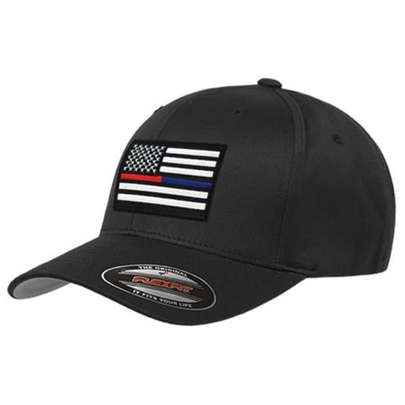 FlexFit Dual American Flag Hat, Thin Blue & Red Line - Large & Extra Large