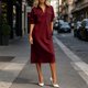 thumbnail image 1 of Neewe Womens Plain Lapel Collared 3/4 Sleeve with Pockets Casual Maxi Shirtdress Button Front Casual Dress, 1 of 5