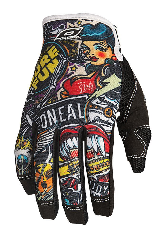 depth Branch rope O'Neal Jump Gloves with Crank Graphic (Black/Multicolor, Size 8), Silicone  printing for a better grip. Long lasting and flexible materials.., By ONeal  from USA" - Walmart.com