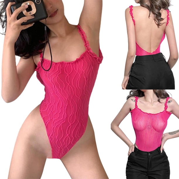 Txlixc - Body corto para mujer con tirantes y hombros descubiertos Txlixc Sexy