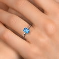 thumbnail image 4 of Gem Stone King 0.97 Cttw PT900 Platinum 900 Swiss Blue Topaz Engagement Ring for Women | Emerald Cut 7X5MM | Gemstone November Birthstone | Wedding Anniversary Promise Ring for Women | Size 8, 4 of 6