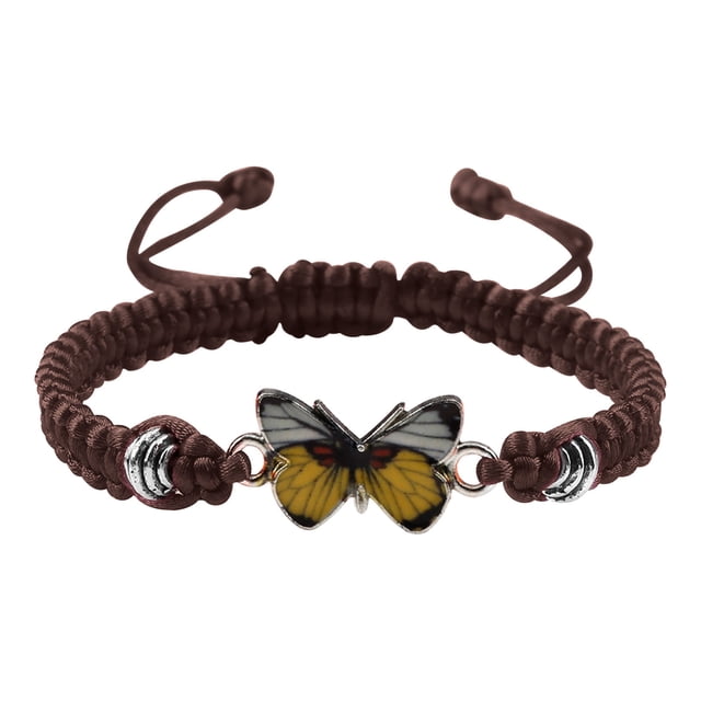 Pulseras para mujer, regalos para mujer, pulsera para enamorados, pulsera tejida a mano para San Valentín, joyería para novias, pulsera con dije de mariposa.