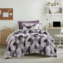 Regency Heights Twin/Twin XL Size Comforter Set, Purple Bedding Set for All Seasons, 2-Piece Round Geometric Print Bedding Comforter Set