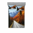 thumbnail image 2 of Ambesonne Fall Fitted Sheet & Pillow Sham Set, Highway Countryside Travel, Twin, Multicolor, 2 of 3