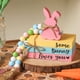 thumbnail image 4 of Decoraciones de bandejas escalonadas de Pascua 1 pila de libros de madera con conejito rosa 1 guirnalda de cuentas de Pascua Paquete de mini libros decorativos simulados de Pascua para repisa de escri, 4 of 6