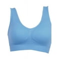 thumbnail image 2 of Womens Plus Size Sports Bra Full Figure Camisole Wirefree Sports Bras,Seamless Comfortable Padded U Back Workout Bralettes,Mid supportive Yoga Bra No-Bounce Workout Running Jogging Pullover Bra,Blue, 2 of 4