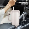 thumbnail image 3 of Vaso Térmico con Asa, Taza Térmica de Acero Inoxidable con Tapa y Popote - Termo de Vacío Doble para Bebidas Frías y Calientes (Marrón), 3 of 4