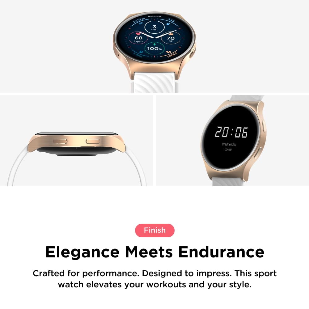 Motorola Moto Watch 120 1.43" AMOLED Bluetooth AI Smartwatch, Rose Gold