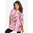 thumbnail image 5 of Roaman's Women's Plus Size Pintuck Tunic Blouse – Y-Neck & Roll-Tab Sleeves, 5 of 6
