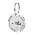 thumbnail image 1 of Naierhg 25mm Metal Blank Dog Tag Paw Rhinestone Pet Cat ID Name Engraved Key Ring Chain, 1 of 8