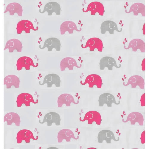 Bacati - Muslin 4 pack Bibs/Burp Cloths Elephants Pink Fuchsia Gray