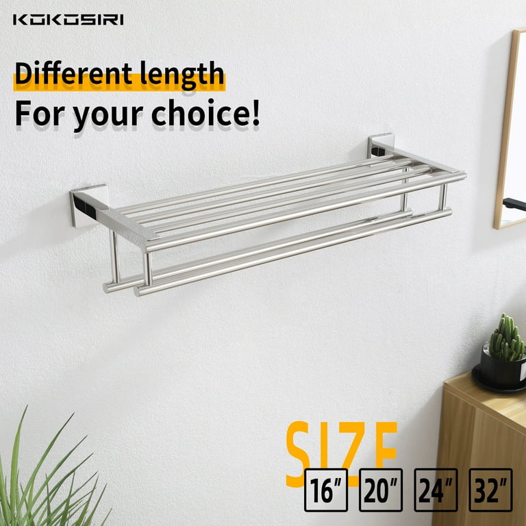 KOKOSIRI Bathroom Towel Rack Towel Holder 20 Inch Towel Shelf with Double Towel Bars Wall Mounted SUS 304 Stainless Steel Polished Chrome B6005CH L20 Walmart