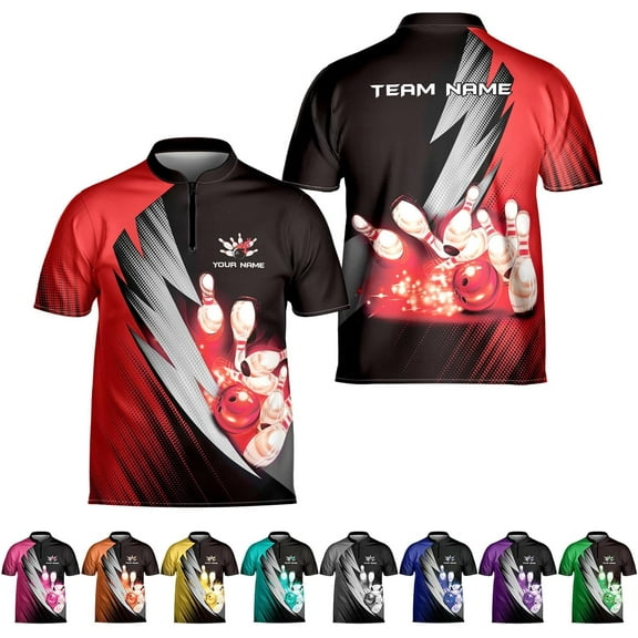 Personalized Name Bowling Jersey 3D, Custom Bowling Shirts for Team, Bowling Shirt Unisex for Men & Women (Red, S)
