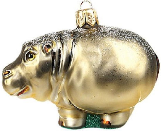 Hippo Gift Glass Christmas Ornament