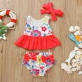 thumbnail image 2 of ASFGIMUJ Toddler Swimsuit Girl Two Piece Summer Bowknot Flower Printed Ruffles Swimwear Bikini With Headbands Baby Bathing Suit Girl,Size 3 Months-6 Months, 2 of 5