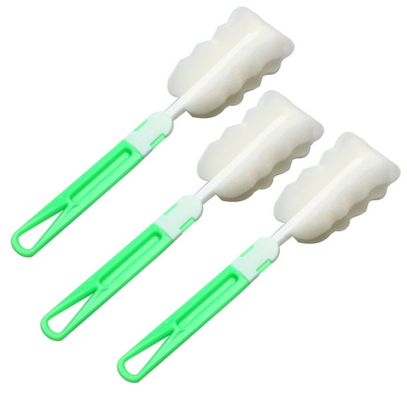 Unique Bargains Sponge Head Detachable Glass Milk Bottle Cleaning Brush Cleaner Tool Green 3pcs