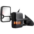 thumbnail image 1 of Towing Mirrors Compatible with 2014 2015 2016 2017 2018 Chevy Silverado GMC Sierra 1500 2500 HD 3500 HD with Power Glass LED Arrow Turn Signal Backup Lamp Running Light Heated Extendable Pair Set, 1 of 7