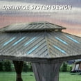 thumbnail image 6 of Domi 10' X 14' Permanent Gazebo Pavilion, Metal Hardtop Gazebo with Galvanized Steel Double Roof Canopy, Built-in Drainage Gutter, Curtain and Netting，Gray, 6 of 10