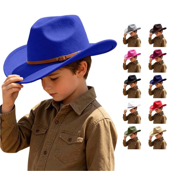 TBWNWG Kids Cowboy Hat Western Style Sun for Boys Girls Outdoor Adventures Adjustable Design Comfortable Fit,Size 6-12 Years