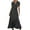 Black, variant on Fesfesfes Women Dress Short Sleeve V-Neck Dress Printed Pleated Slit Ruffle Long Dress or