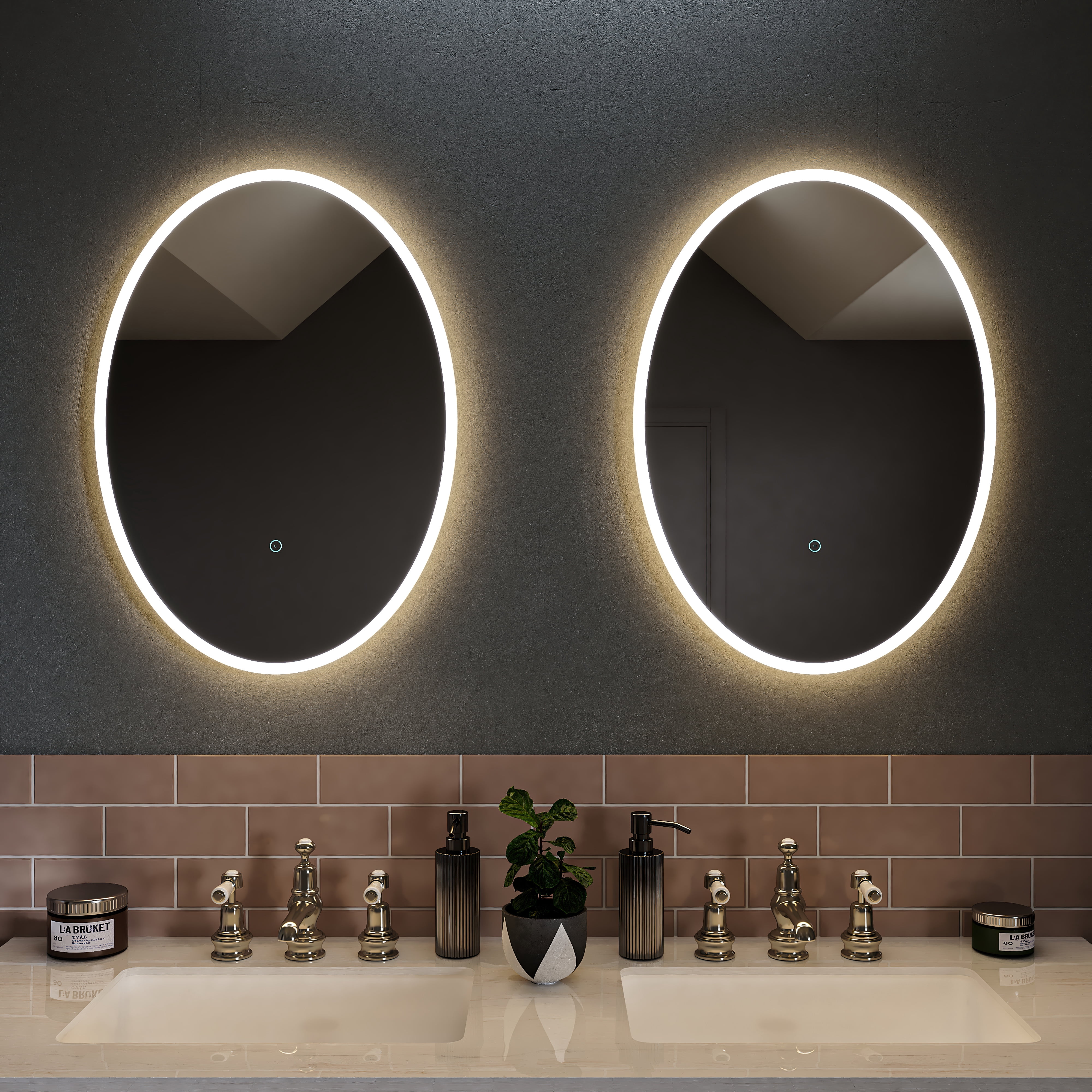 Croydex Ashmere Oval Illuminated Mirror with Hang N Lock Easy Fitting System (20X28in)