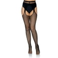 thumbnail image 4 of Leg Avenue Collants à Bretelles pour Femme Grande Taille, Résille Noire, 1X, 4 of 4