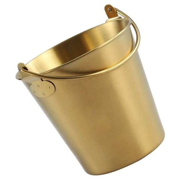 UPGRATOR 1Set Chip Serving Bucket Golden Small Metal Buckets With Handle For Adults Party Use 11.8X7.9X4.1In