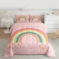 thumbnail image 2 of jejeloiu Colorful Kawaii Rainbow Twin Comforter Sets,Bohemian Exotic Style Bedding Set For Girls Reversible 2-Piece, 2 of 8
