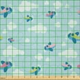 thumbnail image 2 of Ambesonne Plane Fabric by the Yard Microfiber, Cartoon Sky Planes Clouds, 3 Yards, Pale Blue White Pink, 2 of 2