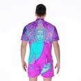 thumbnail image 2 of Purple And Teal Buddha Short Sleeve Men'S Rompers Casual Summer Jumpsuits Outfit, 2 of 4