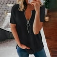 thumbnail image 2 of B91xZ Womens T-shirts Coupe Ample Col Rond Slim Fit Tops Mode Basique Tee, Noir XL, 2 of 4