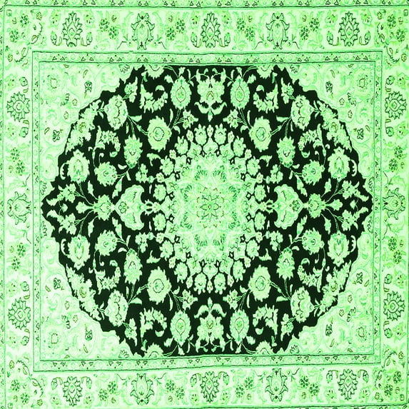 Ahgly Company Indoor Square Medallion Green Traditional Area Rugs, 3' Square