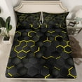 thumbnail image 2 of Feelyou Neon Gradient Geometric Bed Sheets, Yellow Honeycomb King Sheets, Teens Boys Girls Kids Sheet Set, Breathable Home Decor, 4pcs, 2 of 7