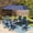 Navy Blue-7 Seat-A, variant on SUMMIT LIVING 6-Piece Metal Outdoor Patio Dining Set with 4 Swivel Chairs and 37" Square Outdoor Table, 10FT Navy Blue Umbrella
