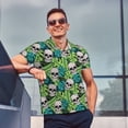 thumbnail image 6 of Balery Skull and Palm Leaves Printed Men’s Short Sleeve Polo Shirt, Midweight Men's Shirt,Golf Polo shirts -Large, 6 of 8