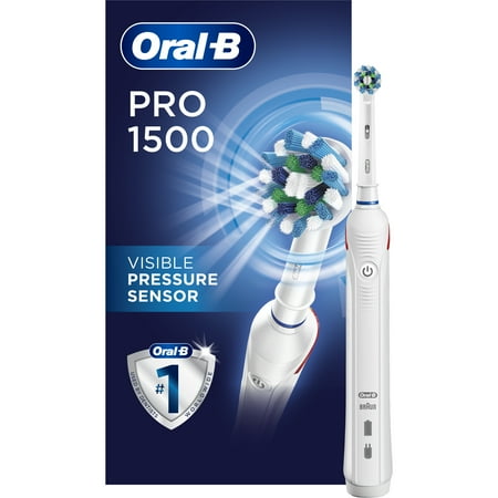 Oral-B Pro 1500 CrossAction Electric Power Rechargeable Battery Toothbrush, Powered by Braun