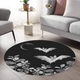 thumbnail image 2 of LaModaHome Rounded Rug Gothic Bats DesignNon-Slip Rug Washable Mat Child Stain Resistant Living Room Kitchen Carpet 3.9X3.9ft(120X120cm), 2 of 4