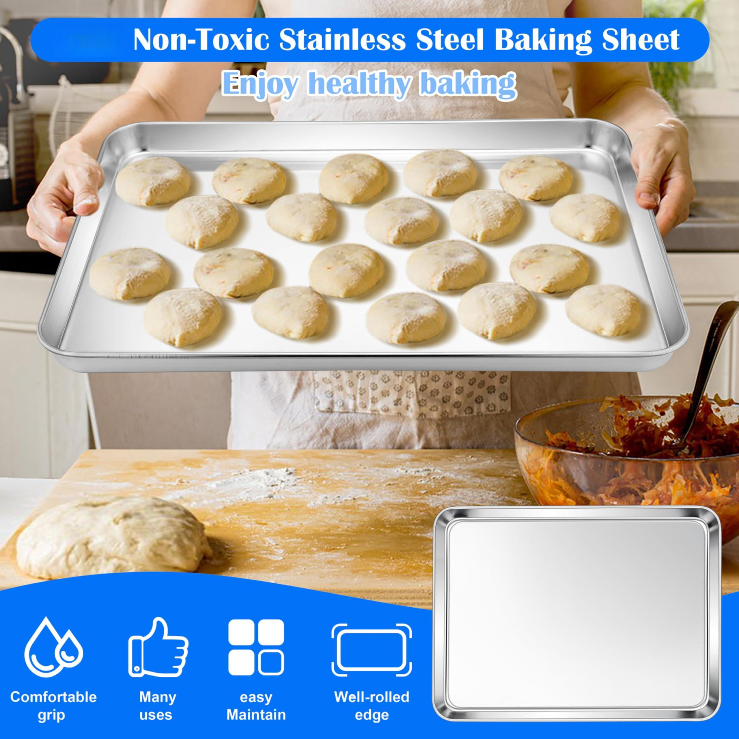 Large Baking Sheet Stainless Steel Cookie Pan for Oven 1 Pack