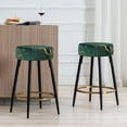 thumbnail image 2 of Duhome Velvet Counter Stools Set of 2 Backless Counter Height Bar Stools 24" Stools for Kitchen Island Upholstered, Dark Green & Gold, 2 of 8
