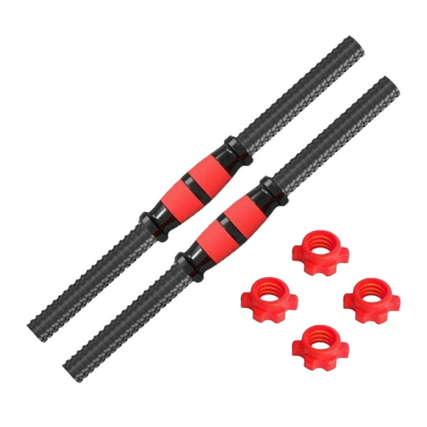 2 barras de mancuernas ajustables con rosca de acero inoxidable y agarre antideslizante. 55cm