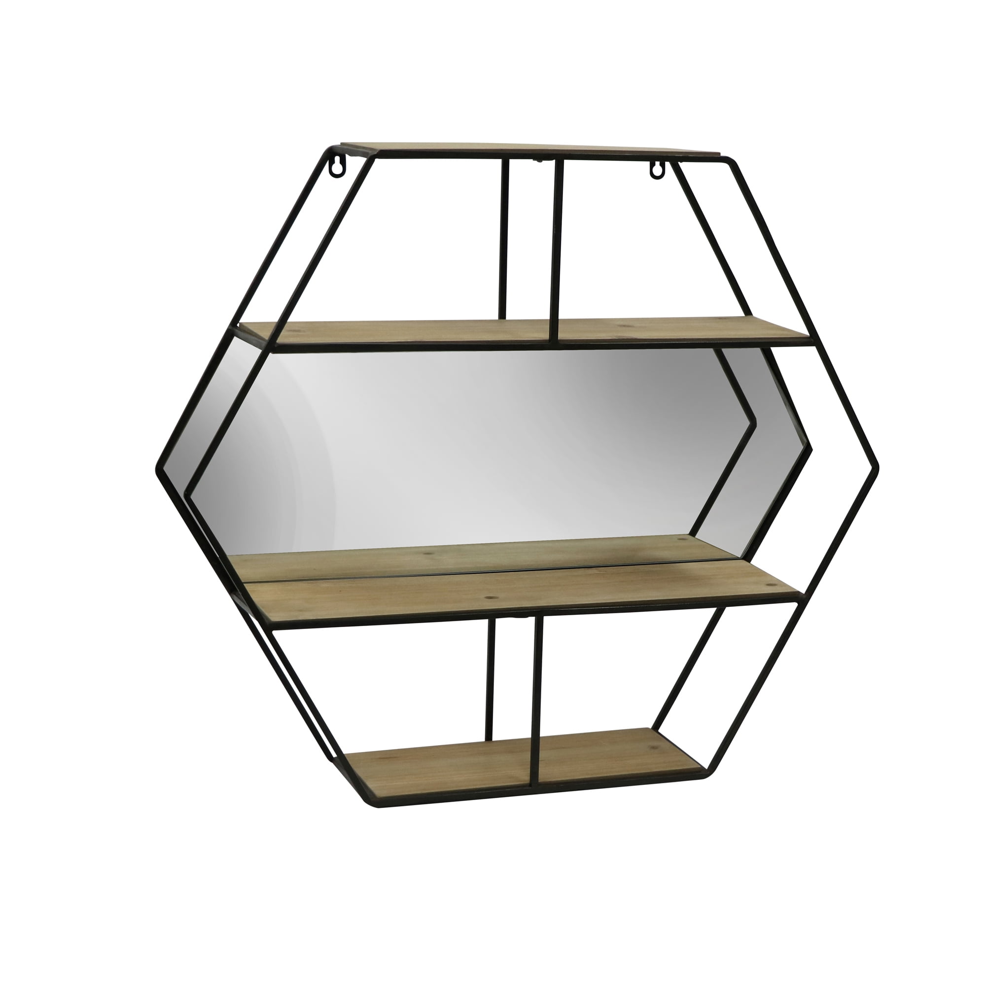 Sagebrook Home Metal 24" Hexagon Wall Shelf With Mirror 15027 Walmart