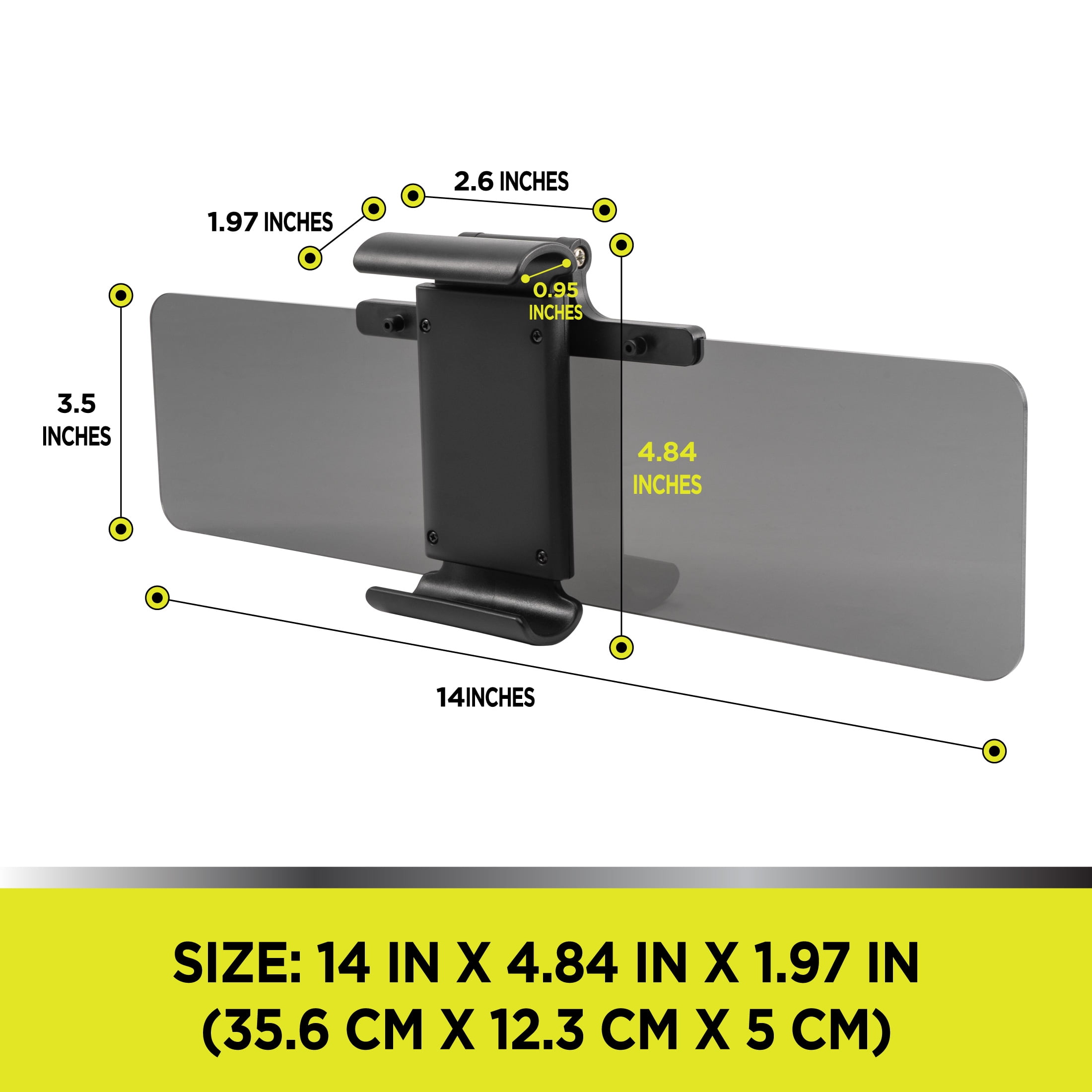 (2 pack) Auto Drive Universal Fit Anti-Glare Tinted Sun Visor Filtering Out Glare 1 Count ,Size 14X3.5"