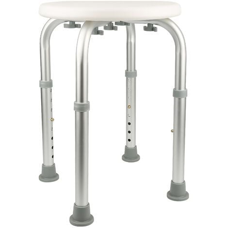 Aluminium Shower Stool, Medical Tool-Free Assembly Adjustable Shower Stool with Anti-Slip Rubber Tips for Safety and Stability, Height Adjustable from 35.6 cm to 53.4 cm, for