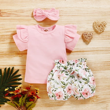 

kpoplk Baby Girl Summer Outfits 2Pcs/Set Baby Girls Sleeveless Plaid T-Shirt Top Dress + Shorts Bloomers Summer Outfits(Pink)