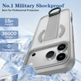 thumbnail image 5 of for iPhone 14 Plus Magnetic PU Leather TPU Case Stand Bracket Ring Hand Strap, Compatible with MagSafe, Luxury Shockproof Slim Translucent Frosted Phone Case for iPhone 14 Plus, Gray, 5 of 10