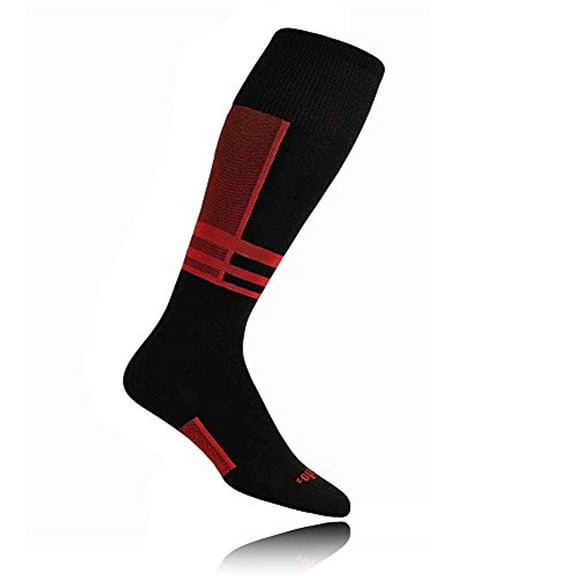 THORLO UNISEX SKI SOCKS, BLACK/FIRE RED XS