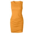 thumbnail image 3 of Fesfesfes Summer Dresses for Women Boat Neck Dress Sleeveless Solid Color Bodycon Pencil Dress Elastic Comfy Vest Dress, 3 of 5