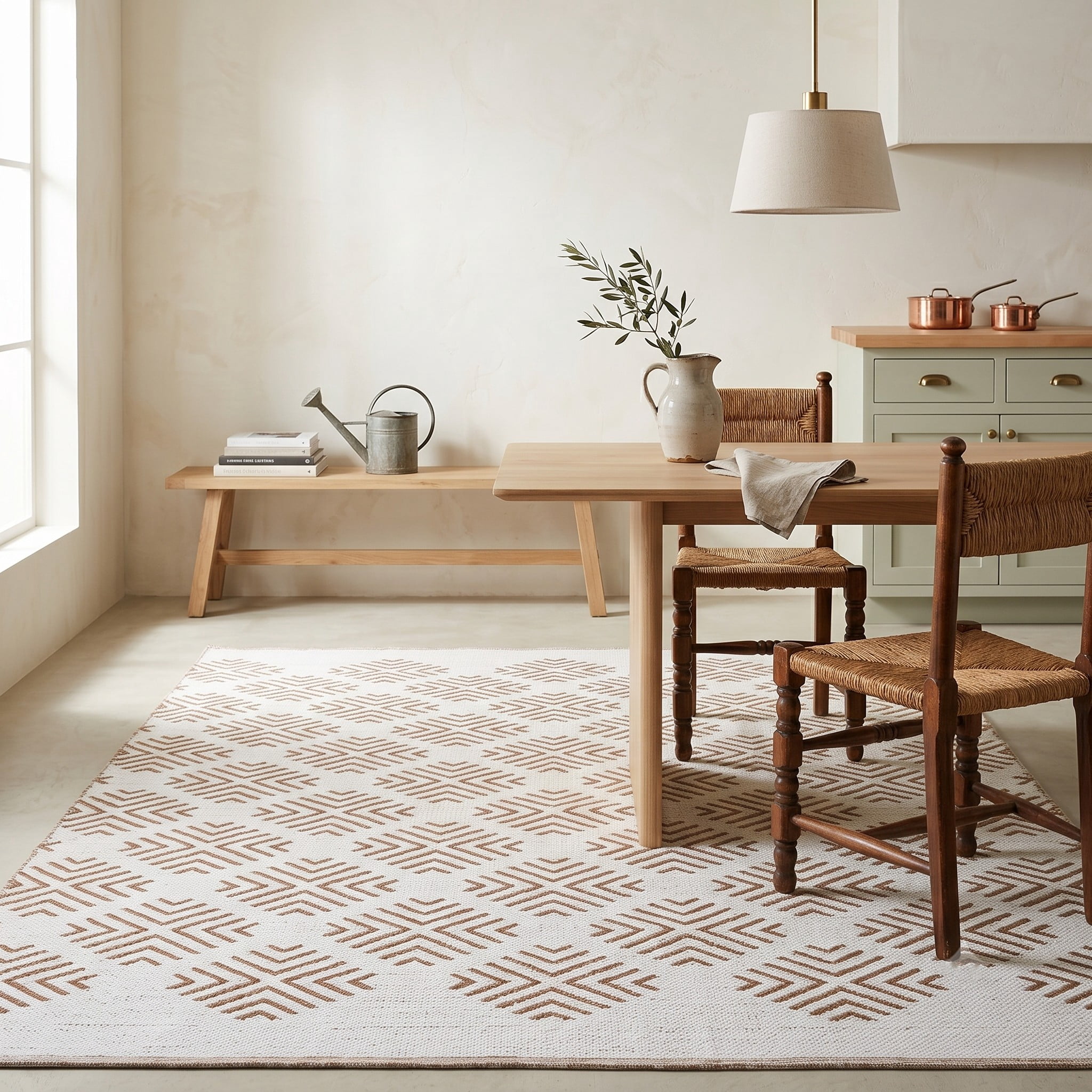Ox Bay Qais 9' x 12' Brown/White Diamond Cotton Blend Indoor Area Rug